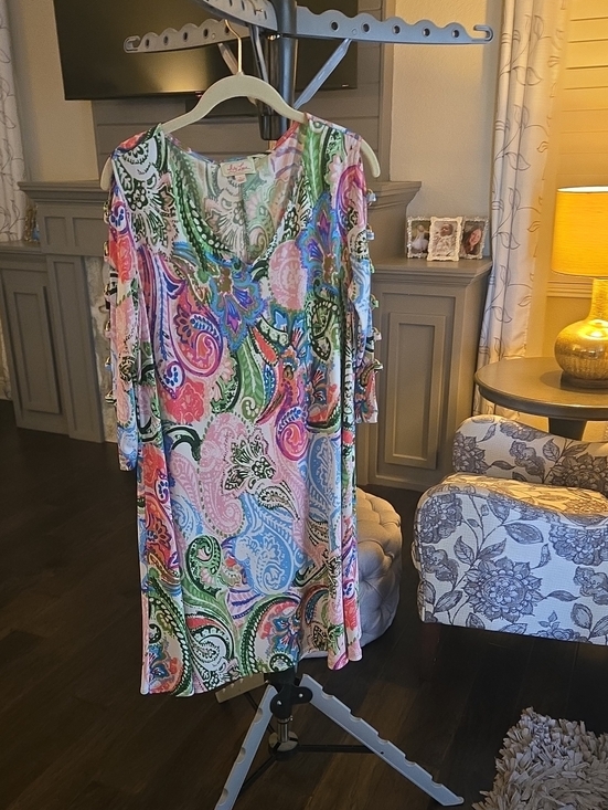 Ivy Lane Dresses & Skirts - Paisley Scoop-Neck Midi Dress — Pink, Green & Blue